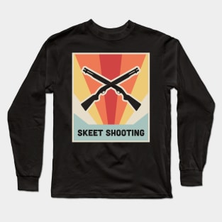 Vintage Style Shotgun Skeet Shooting Poster Long Sleeve T-Shirt